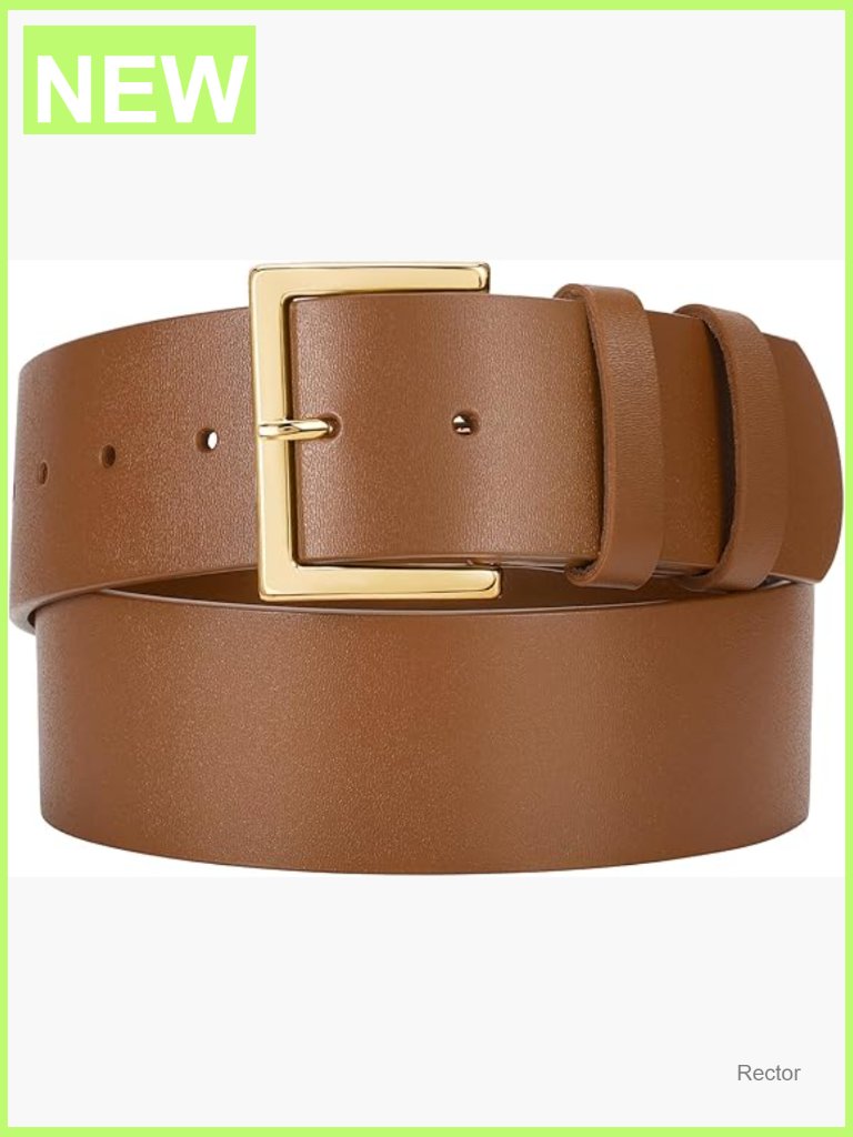 Wide Leather Belt For Women Chunky 1.9" Thick Waist Belt With Gold Silver Buckle